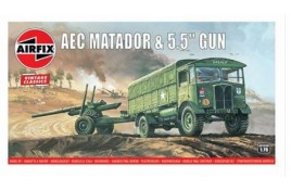 Vintage Classics British AEC Matador & 5.5inch Gun 1:76 Scale Plastic Kit 